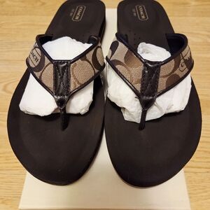 Coach Khaki and Brown Jolie Sandals Size 9.5